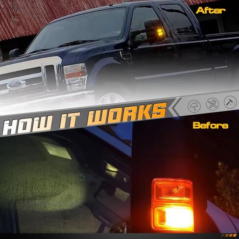 عدسة إشارة الانعطاف F250 F350، مصباح مرآة LED للتحويل وأضواء إشارة الانعطاف لـ 2008-2016 Ford F450 F550 Super Duty Running Light ما بعد البيع in Kuwait