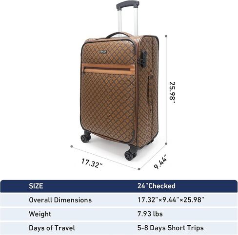 حقيبة حمل من KYME Softside مقاس 22x14x9 معتمدة من شركة الطيران، حقيبة مقاس 20 بوصة، بني in Saudi Arabia
