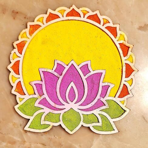 DIY Wooden MDF Rangoli KIT with Rangoli Colors | Tea Light Rangoli KIT| Rangoli Powder,Diwali Decorations, 3 D Rangoli Stencils (Peacock Rangoli kit Set of 5) in Kuwait