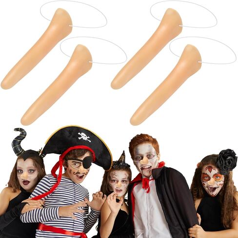 Sratte 4 Pcs Halloween Funny Witch Long Nose Fake Nose Cosplay Prosthetic Nose with Elastic Band Party Cosplay Props Accessories Supplies Halloween Decoration Prop in Saudi Arabia