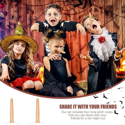Sratte 4 Pcs Halloween Funny Witch Long Nose Fake Nose Cosplay Prosthetic Nose with Elastic Band Party Cosplay Props Accessories Supplies Halloween Decoration Prop in Saudi Arabia