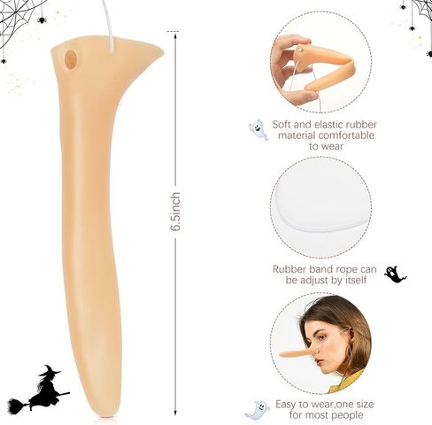 Sratte 4 Pcs Halloween Funny Witch Long Nose Fake Nose Cosplay Prosthetic Nose with Elastic Band Party Cosplay Props Accessories Supplies Halloween Decoration Prop in Saudi Arabia