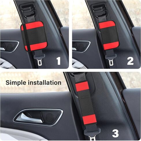 قطعتان من وسادة غطاء حزام مقعد السيارة الرياضية، وسادة حزام الأمان الجلدية مع مشبك من النايلون لحماية كتفيك، ملحقات داخلية عالمية للسيارات للسيارات وسيارات الدفع الرباعي والشاحنات (أسود/برتقالي) in Kuwait