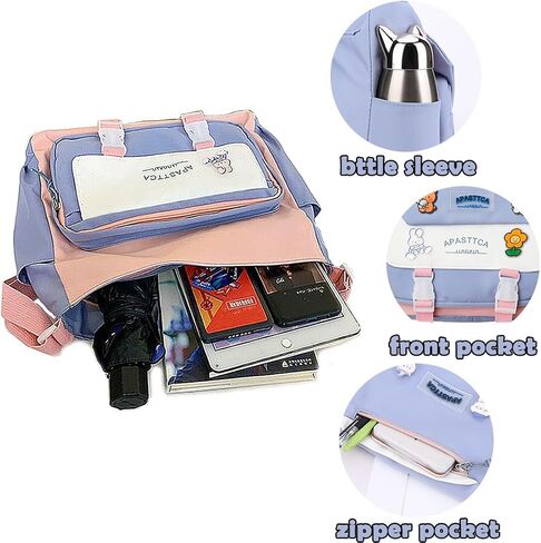 Cute Messenger Bag for Teen Girls Women, Kawaii Crossbody Shoulder Purse with Pins and Stuffed Pendant Gift in Kuwait