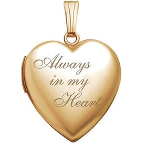 PicturesOnGold.com Yellow Gold Filled Always in My Heart Locket - 3/4 Inch X 3/4 Inch (Locket Only, No Engraving)
