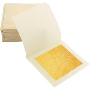 24K Edible Gold Leaf Sheets, 10 PCS 1.97" Gold Foil Edible Paper for Cake Baking, Skincare, Food Decoration, Art Gilding, Drink Decorations