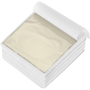 MECCANIXITY 400 Pcs Gold Leaf Sheets 3.5" x 3.5" Imitation Gold Foil Sheets for Crafts,Picture Frames,Sculpture,Nails and DIY Arts Decoration,Silver