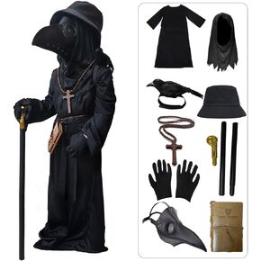SENLI Plague Doctor Costume for Kids Funny Scary Halloween Costumes for Boys Girls 9 in 1 Set Halloween Outfits