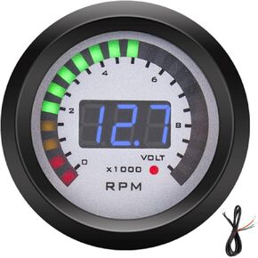 Car Tachometer，Digital Tachometer 52mm/2in 0‑9999 RPM Replacement for 12V 4/6/8 Cylinder Gasoline Vehicles