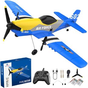 RC Plane, 3 Channel RC Airplane 2.4GHz with 2 Batteries 6-axis Gyro Stabilizer, Easy to Fly for Beginners Adults and Kids (P-51D)