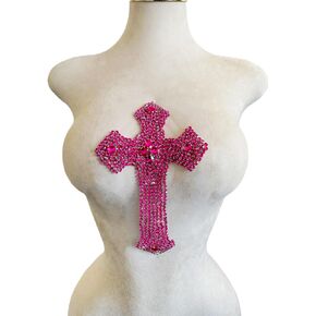 3PCS Pure Handsewing Rhinestones Applique Multicolor Cross Patch DIY Craft Accessories for Dress Jackets Jeans Backpacks Hats Clothing Decoration (Silver)