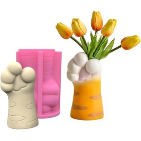 Cute Cat Claw Vase Cement Mold Plaster Flower Pot Silicone Mold Concrete Succulent Flowerpot Pen Holder Clay Mold