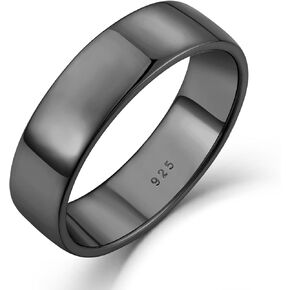 STARCHENIE Solid 925 Sterling Silver Ring for Men & Women 6mm High Polish Wedding Band Size 7-12