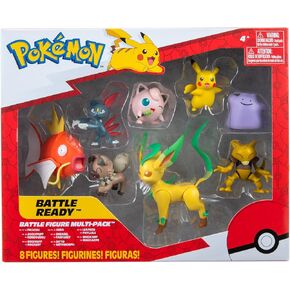 Pokémon Pokemon Battle Figure Multipack (8PK: Female Pikachu, Jigglypuff #1, Rockruff, Sneasel, Abra, Ditto, Leafeon, Magikarp) W8, Black