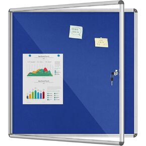 28"x26" Enclosed Bulletin Board, Lockable Weather-Resistant Aluminum Cork Noticeboard for School & Office, Black Frame w/Cork