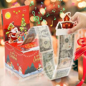 صندوق نقود عيد الميلاد لسحب الهدايا النقدية، هدايا حفلات عيد الميلاد الموسيقية المنبثقة زينة عيد الميلاد مع 30 قطعة من الحقائب الشفافة وLED، صندوق هدايا مفاجأة للأطفال البالغين in Kuwait