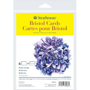 Strathmore 300 Series Bristol Cards, Smooth, Announcement Size, 3.5x4.875 inches, 6 Cards & Envelopes - Custom Greeting Cards for Weddings, Events, Birthdays, Holidays
