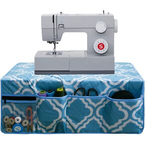 Sewing Machine Pad for Table, with 4 Pockets Sewing Machine Dust Cover，for Sewing Machine Accessories Organizer (Blue pattern)