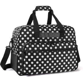 Yarwo Serger Carrying Case, Universal Overlock Sewing Machine Tote Bag with Anti-Slip Padded Bottom for Most Standard Overlocker Machine and Supplies, Black Dots