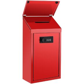 Metal Donation Box with Combination Lock Suggestion Box with Slot Wall Mounted Mailbox Waterproof Charity Collection Box Secure Drop Box Money Box for Cash Home Office Outdoor