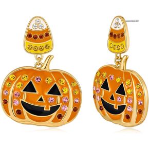 ENSKEFEN Halloween Earrings for Women Cute Pumpkin Dangle Earrings Candy Corn Earrings Fun Spider Web Witch Cat Earrings Halloween Jewelry Gifts