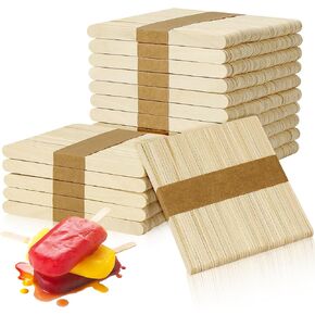 1500 Pieces Wooden Craft Sticks, 4.5 Inch Natural Wood Popsicle Craft Sticks, Ice Cream Sticks, Wax Sticks, DIY Wood Crafts Stick, Wooden Dowel, Tongue Depressors, Ice Pop Sticks