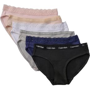 Calvin Klein Girls' Bikini with Lace Band 6 Pack
