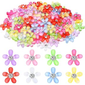 160 Pieces 10 mm Mini Resin Flowers Charms with Rhinestone Flatback Flower Resin Flatback Resin Buttons Flowers DIY Crafts for Scrapbooking Cell Phone Case Making Decoration Ornament