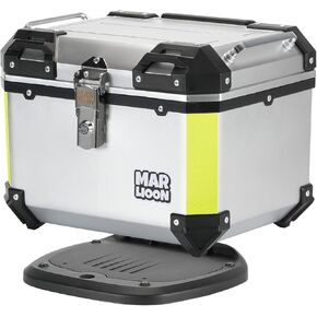 35L Motorcycle Top Case, Universal Motorbike Tail Box, Scooter Tour Trunk Storage Carrier Case for Helmet Luggage with Quick Release Mounting Plate - Black