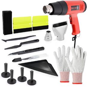 EHDIS Window Tint Tool Vinyl Wrap Tool with Heat Gun,Vinyl Squeegee,Shank Gasket Squeegee,Vinyl Gloves,Wrap Stick Window Tint kit for Car Wrapping,Window Tinting,Vinyl Wrap Installation