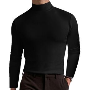 Mens Mock Turtleneck Sweater Long Sleeve Solid Color T-Shirts Basic Slim Fit Pullover Tees