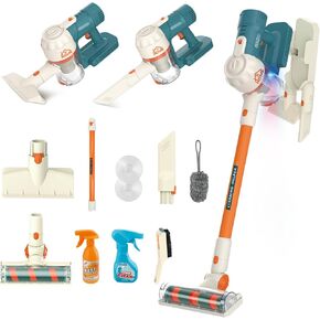 3 in 1 Kids Vacuum That Really Works, Toddler Cleaning Set with Holder, Toy Vacuum for Toddlers, Pretend Play Toys for Girls, Cordless Vacuum with Real Suction,Toddler Vacuum Toy Music & Lights