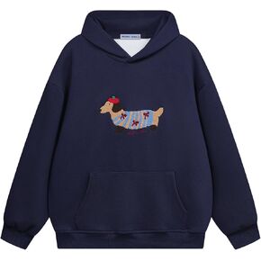 Aelfric Eden Cartoon Dog Hoodie Cute Hooded Sweatshirt Long Sleeve Pullover Oversized Hoodies 2024 Fall Outfits in Kuwait