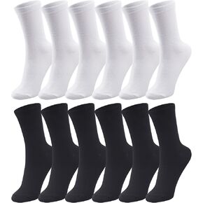 Duufin 12 Pairs Womens Crew Socks Mid Calf Socks Lightweight Casual Socks Women's Gym Workout Socks Plain Ladies Crew Socks