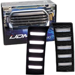 iJDMTOY Side Grille Replace Switchback LED Daytime Running Lights Compatible with 2022-Up Toyota Tundra, White LED DRL, Amber LED Sequential Turn Signal Feature