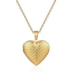 Heart Locket Necklace Pendant Dainty Memorial Keepsake Locket Necklace That Holds Pictures Stainless Steel Heart Photo Box Necklace for Women Lover Mother Father Daughter Son Fashion Jewelry Gifts