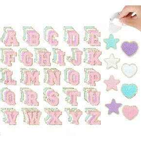 112 Pcs Chenille Patches Cute Letters Self Adhesive Sew Patches Christmas Letter Patches Craft for DIY Clothing Jeans Packback Bags Embroidered Applique(Multicolored,2.17 Inch)
