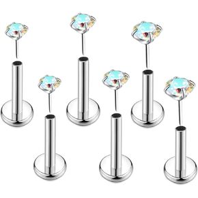 3 Pairs 16G 18G 20G G23 Titanium Push in Labret Monroe Stud Threadless Lip Nose Stud Cartilage Medusa Conch Helix Lobe Tragus Earrings
