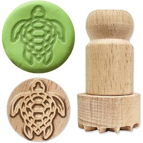 OLYCRAFT Wooden Stamps 1.8x1 inch Sea Turtle Round Stamp Wooden Clay Stamp Round Wood Stamp Natural Wood Stamp Small Mini Stamp for Card Making DIY Craft Letter Diary and Craft Scrapbooking