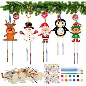 Fennoral 36 Pack Skeleton Wind Chime Kit for Kids Make You Own Skeleton Wind Chimes Hanging Ornaments DIY Coloring Wooden Halloween Crafts for Boys Girls Art Activity Halloween Party Decoration in Kuwait