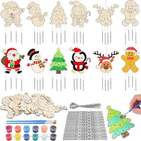24 Sets Halloween Wind Chimes Craft for Kids Make Your Own Wooden Wind Chime DIY Coloring Hanging Wind Chime Wood Arts and Crafts for Halloween Party Favor Supplies Home Classroom Activities
