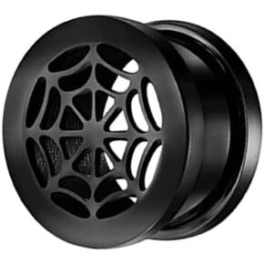 Black Spider Web Ear Plugs - Pair of Stainless Steel Screw-On Ear Gauges - 6 Size Options (2 Gauge (6mm))