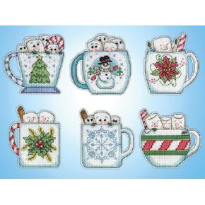 Holiday Mugs Counted Cross Stitch Ornament Kit - Set/6