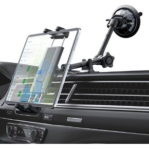 Car Tablet Holder Windshield, Heavy Duty Tablet Car Dashboard Mount Suction Cup with Metal Arm for Pro 12.9/ Air/Mini, iPhone and 4-12.9 Inch Phones and Tablets