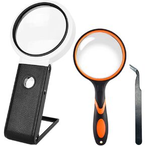 مكبر WWZMDiB 6X 25X مع تصميم خفيف وحامل قابل للطي، 8 عدسة مكبرة مضيئة بمصابيح LED، تعمل بالبطارية أو USB، ومكبر محمول 10X، مناسب للعمل القريب والقراءة والطوابع والخرائط والمجوهرات in Kuwait