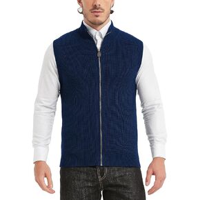 Kallspin Men’s Thick Wool Blend Sleeveless Cardigans Full Zip Up Knitted Sweater Vest Casual Outerwear in Kuwait