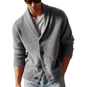 Runcati Mens Shawl Collar Cardigan Sweater Casual Button Down Winter Ribbed Chunky Knitted Sweaters