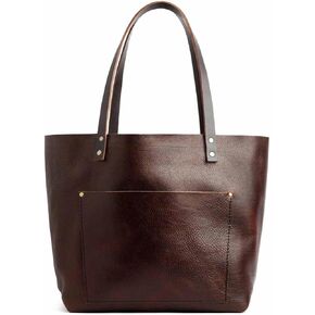 Portland Leather Goods Classic Tote Bag – Handmade, Durable & Unlined – Interior & Exterior Pockets