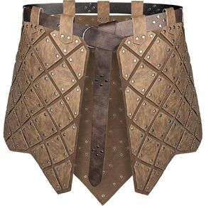 HiiFeuer Medieval Faux Leather 3PCs Waist Armor with Belt, Middle Ages Cosplay Thigh Armor, Mercenary&Knights Skirt Armor