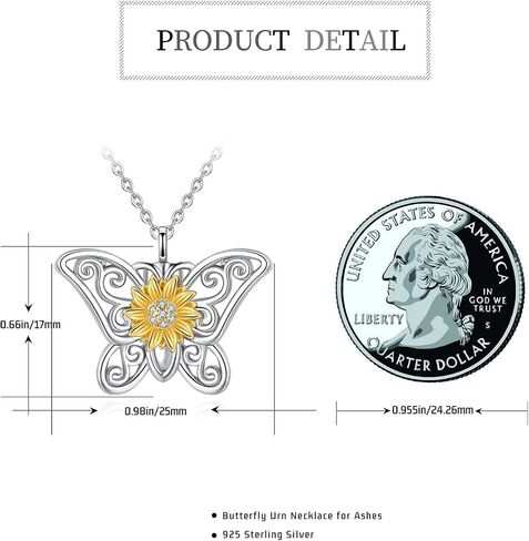 Butterfly Urn Necklace for Women 925 Sterling Silver Ashes Jewelry Keepsake Pendant Memorial Locket Ash Holder for Women in Saudi Arabia